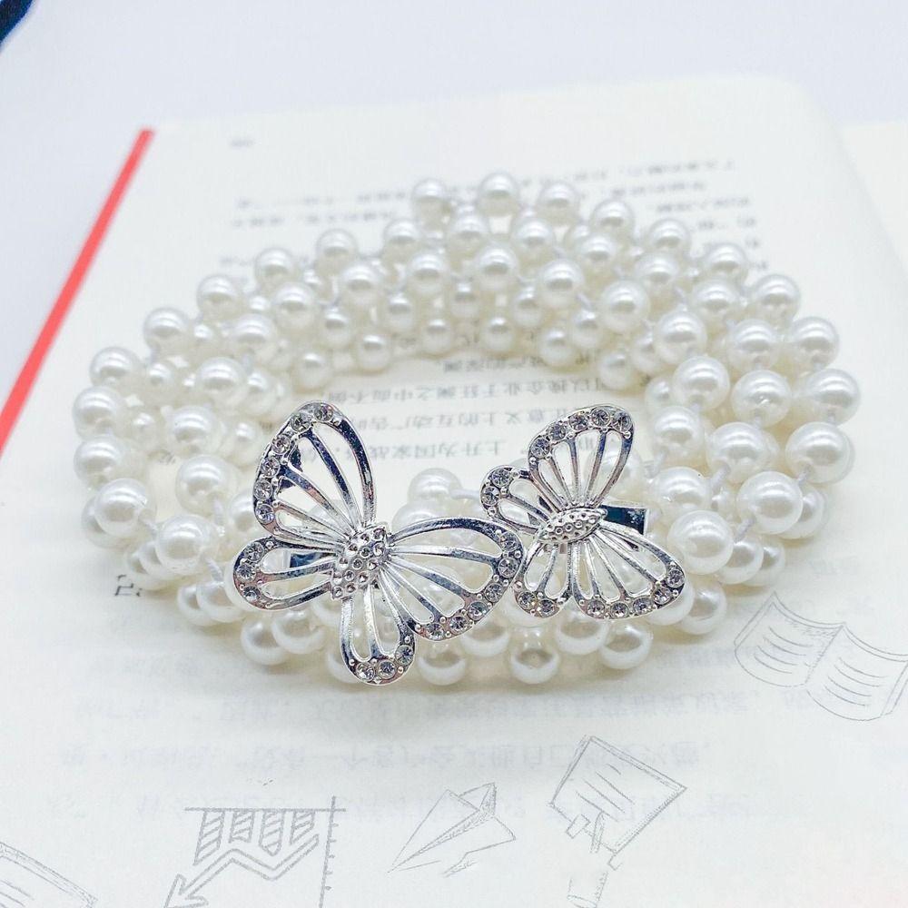 Sweater Decorative Pearl Waist Belt Clothing Supplies Diamond Waist Chain Retro Elastic Belt  Women