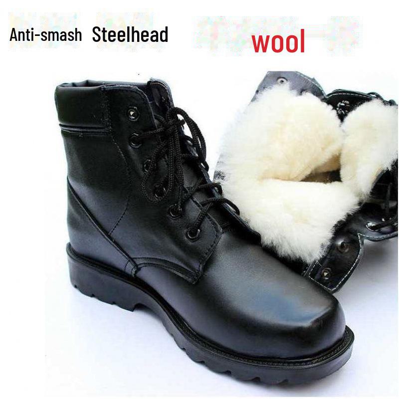 Férfi Téli Gyapjú Béléses Pamut Csizma - Meleg Kültéri Katonai Stílusú Hócsizma