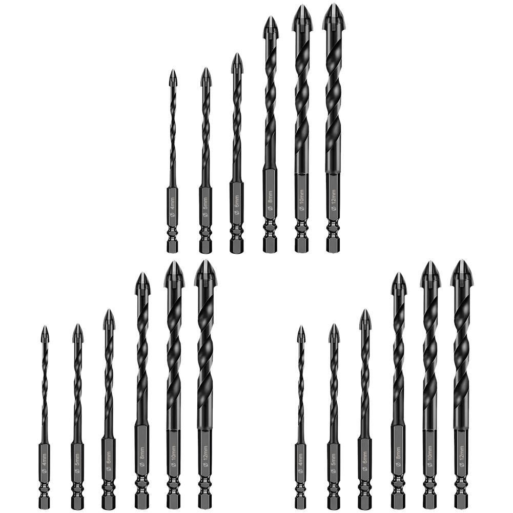 

EY# 6Pcs Professional Concrete Drill Bit Set Carbide Tip Cross Tile Drill Bit Se