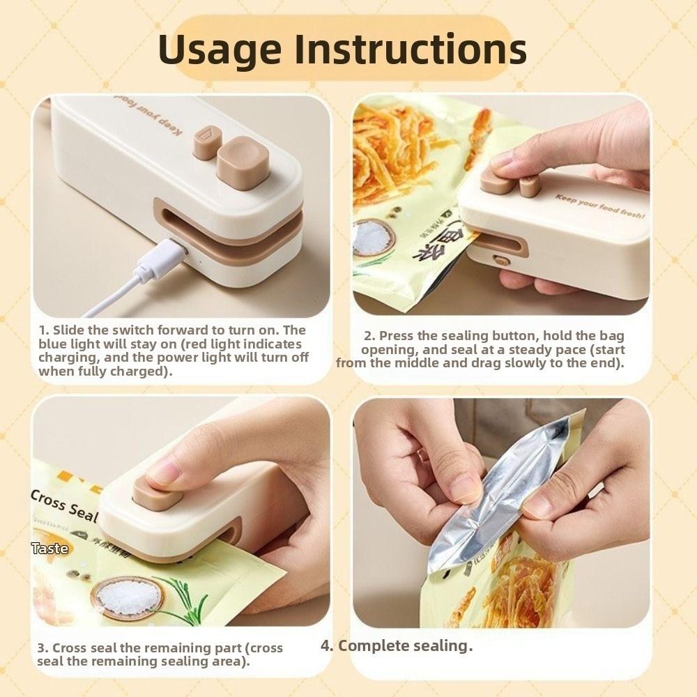 Mini Heat Sealer Magnetic Plastic Bag Sealer Kitchen Gadget Food Sealer Clip  Travel