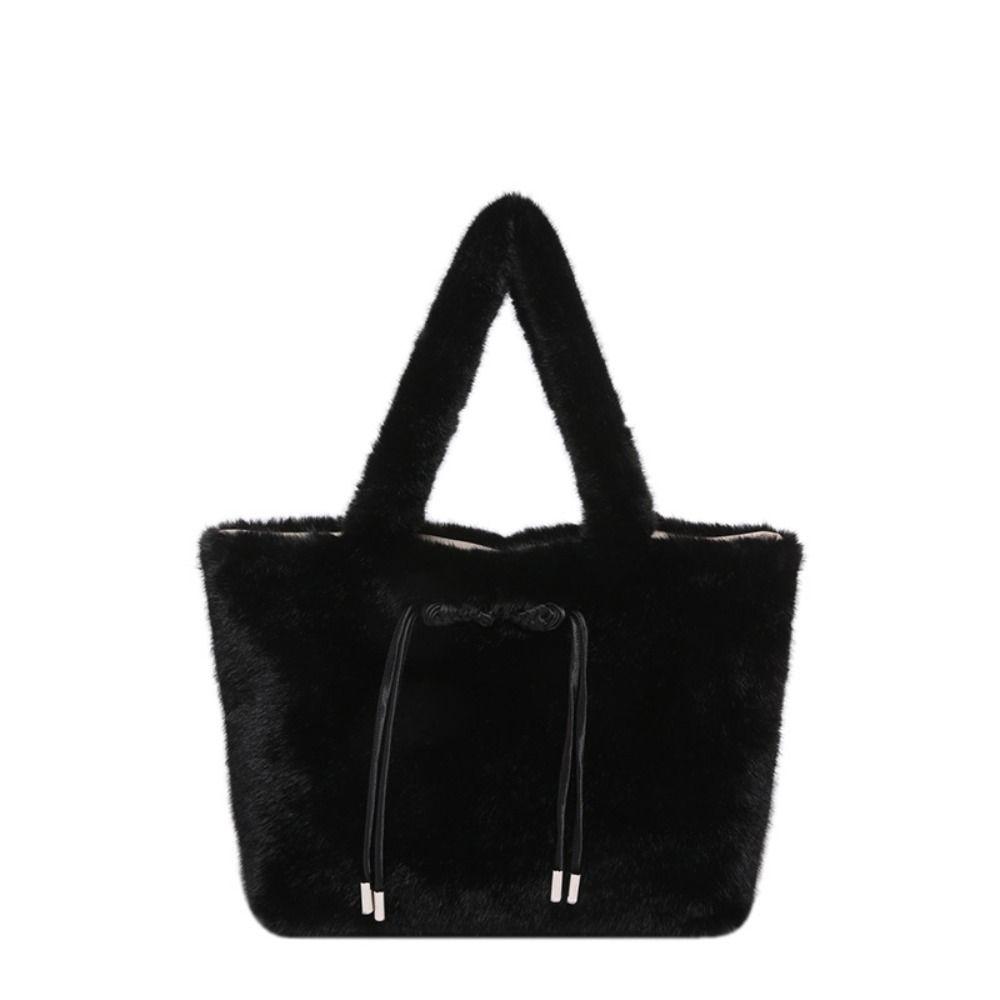 

Сумка-тоут из бархата с застежкой-защелкой в китайском стиле, универсальная мягкая сумка через плечо, модная плюшевая сумочка на каждый день чёрный