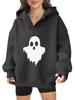 2025 new European and American Halloween women's hooded sweater front and rear pattern winter fleece loose casual