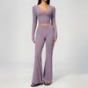 Women Yoga Set 2PCS Sportswear Workout Clothes Athletic Wear Gym Outfits Legging Fitness Bra Crop Top Long Sleeve Sports Suits