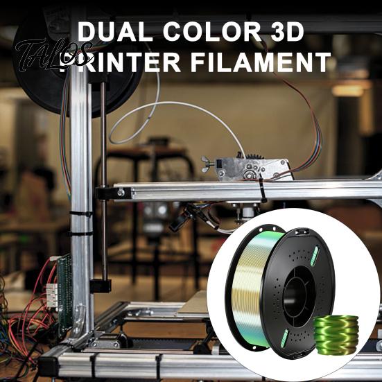 No Clog Filament Three-Color Gradient Silk PLA Filament, 1.75mm 1Kg Spool, Shiny Multicolor 3D Printer for DIY Printing Figurines Models Crafts