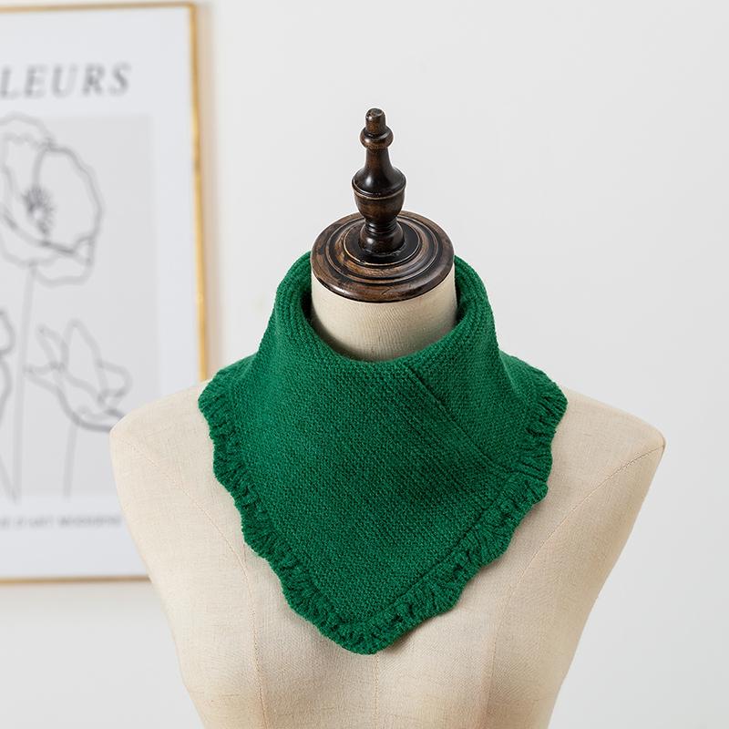 Woman Winter Knitted Lace Ring Scarf Outdoor Warm Turtleneck Neck Warmer Detachable Winter Windproof Triangle Scarf 29*26Cm