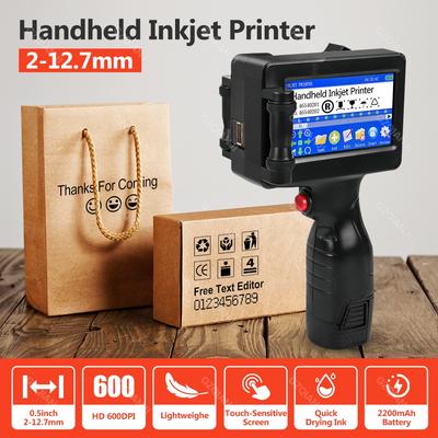 2-12.7mm Adjustable Printing Size Handheld Inkjet Printer 4.3inch Resistive Touch Color Screen Digital Automatic Coding Machine