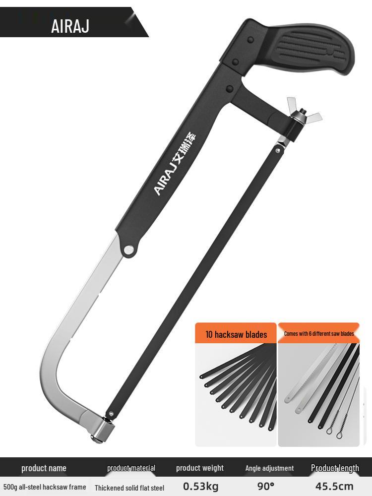 Compact Household Handheld Hacksaw with Iron Blade and Frame