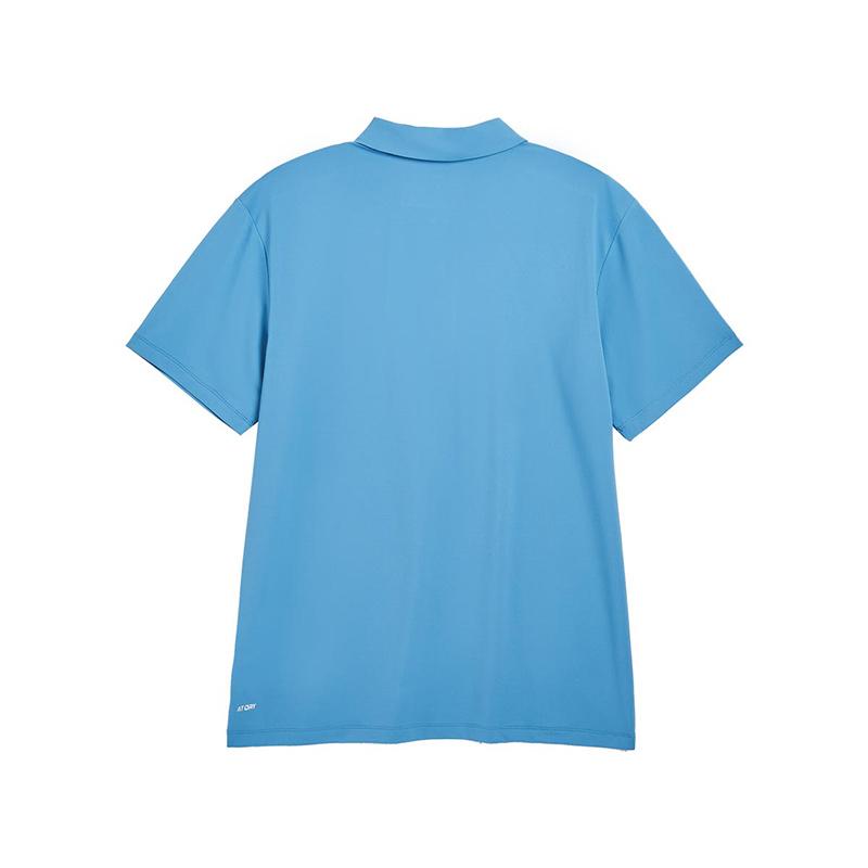 Li Ning Letter Logo Printed Loose Comfortable Casual Early Spring Short Sleeve Polo Shirt Unisex polo shirts Paris-Blue APLV605-4