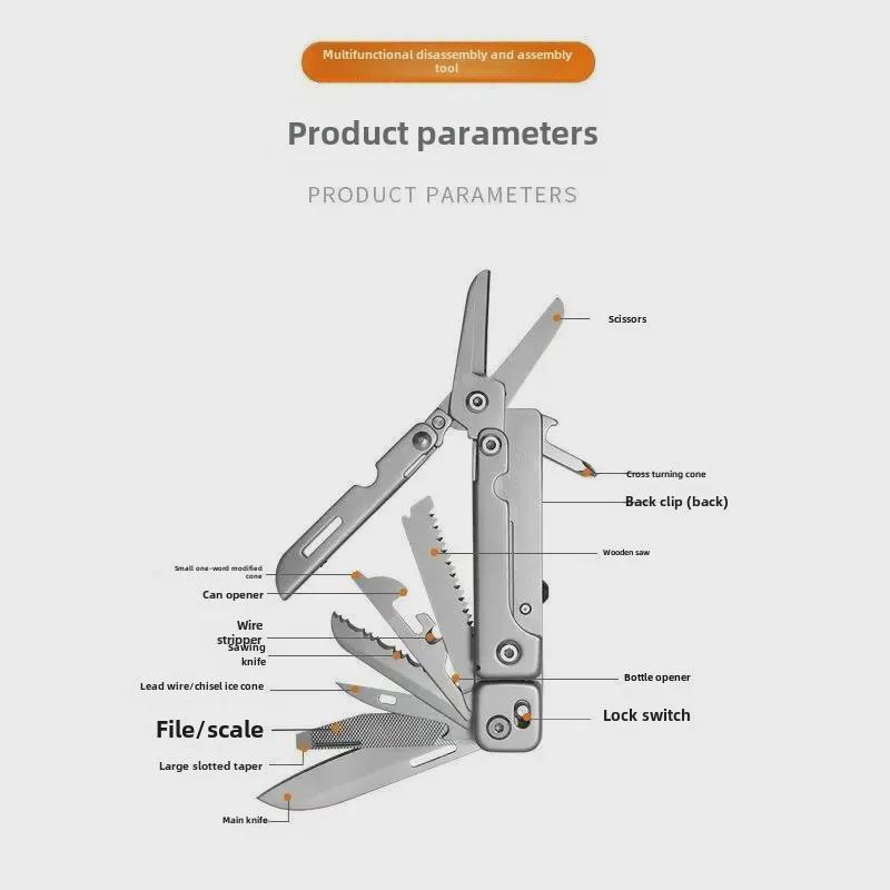 Tragbares multifunktionales Klappmesser und Schere zur Selbstverteidigung und zum Camping