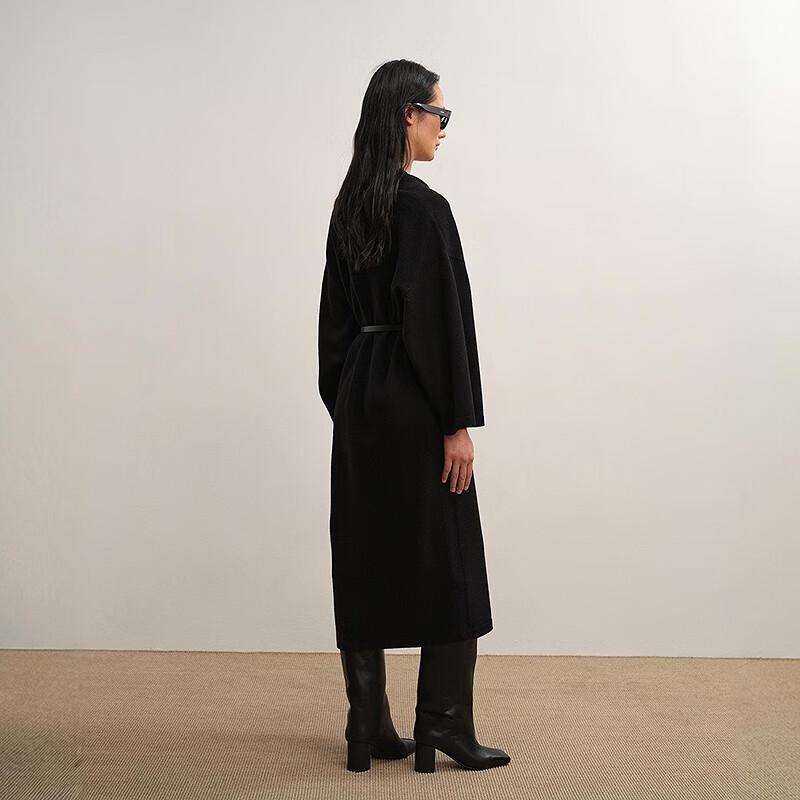 Women's V-Neck H-Line Merino Wool Midi Dress