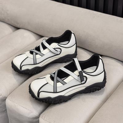 Velcro Ballet Silver Mary Jane Single Shoes Women's New Breathable Breathable Flat Bottom German Training Shoes Women