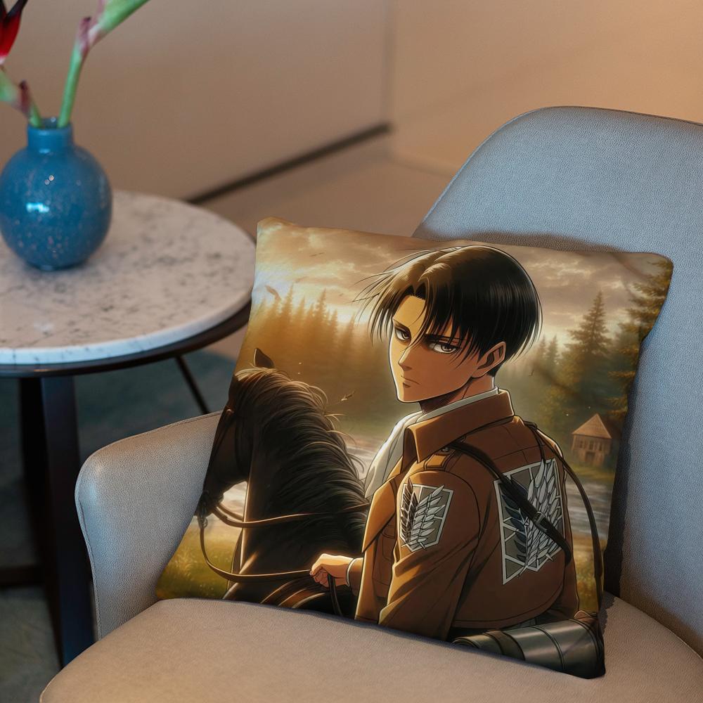 Levi Ackerman Attack On Titan Anime Cushion Cover 2-in-1 Reversible Plush Pillow Cover | Car/Sofa/Bed | Perfect Gift