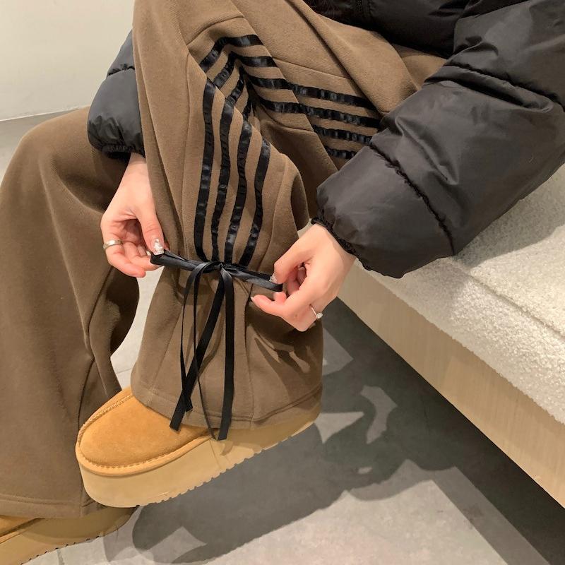 2024 Yeni Stil Şerit Fiyonk Düz Pantolon Eşofman Altı