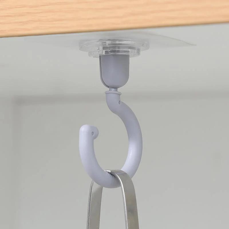 Household Convenience Rotary Strong Hook Multifunction Adhesive Hook Kitchen Bathroom Wall Hanging Door Back Coat Hook Tools