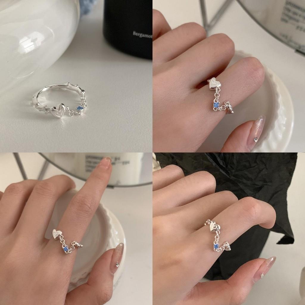 Fashionforward Rhinestone Blue Heart Ring For Women Adjustable Size For Wear Everyday