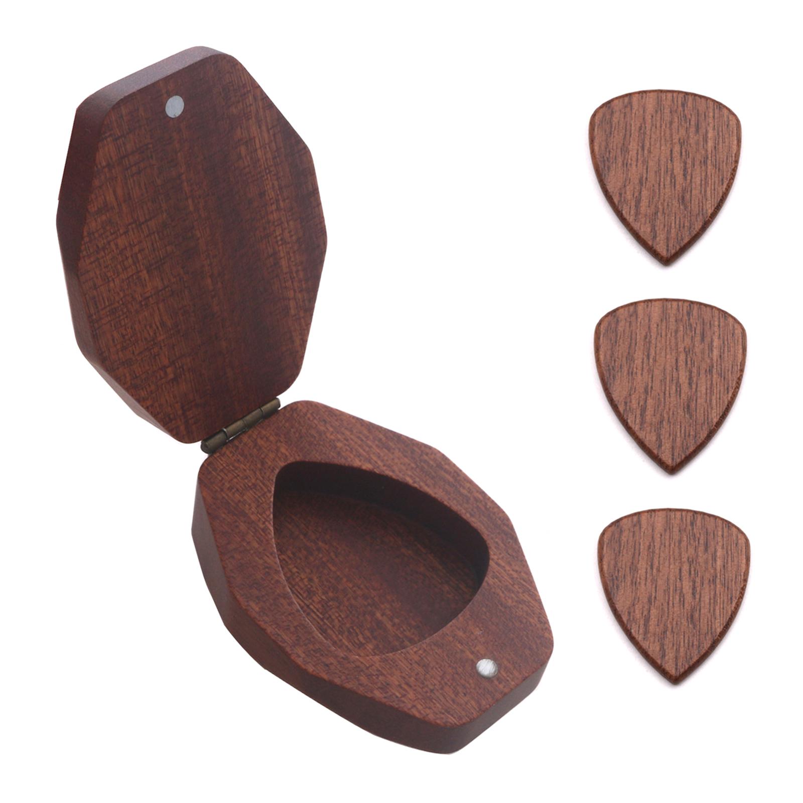 

Diamond Shaped Plectrums Case Guitar Bass Box Musical Instrument Guitar Picks Holder with 3 Pack Wood Guitar Picks Set B