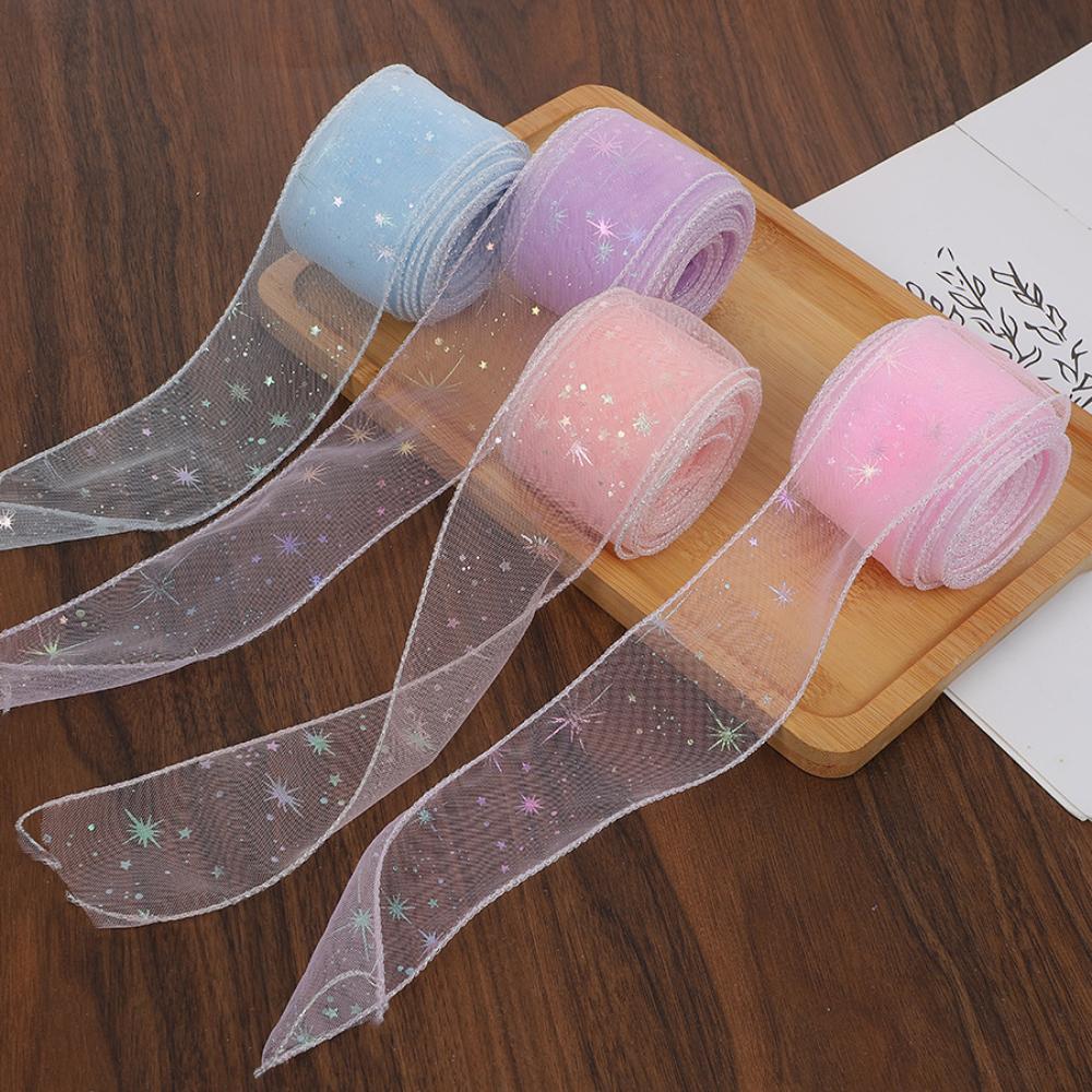 10Yards/Roll Colorful Starry Sky Yarn Organza Ribbon DIY Hair Accessories Handmade Gift Flower Packaging Wedding Party Decor