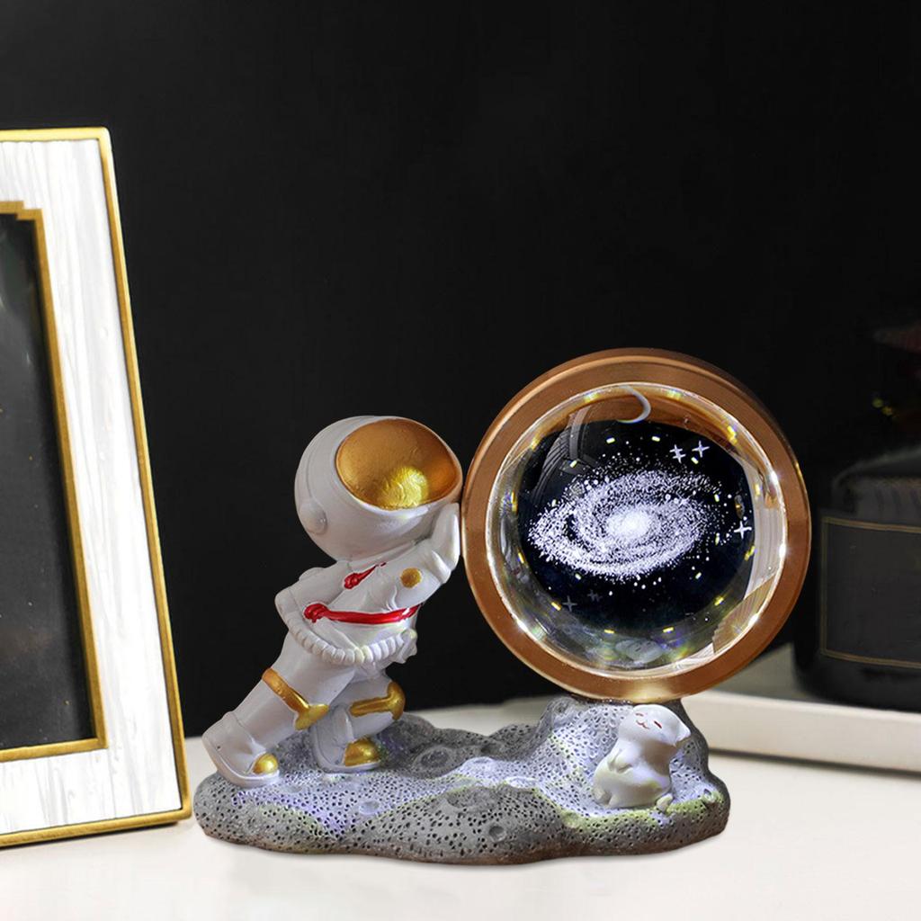 3D Glass Ball Night Light Bedside Lamp Degree Rotating Table for Crafts Kids