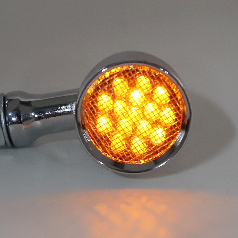 2Pcs Motorcycle Turn Signal Lamp Brake Light Vintage Grille Modification AccessoryWhite