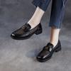 Women's Head 2026 Spring and Summer New Leather Single Shoes Mesh Breathable Retro Camellia Black Small Leather Shoes