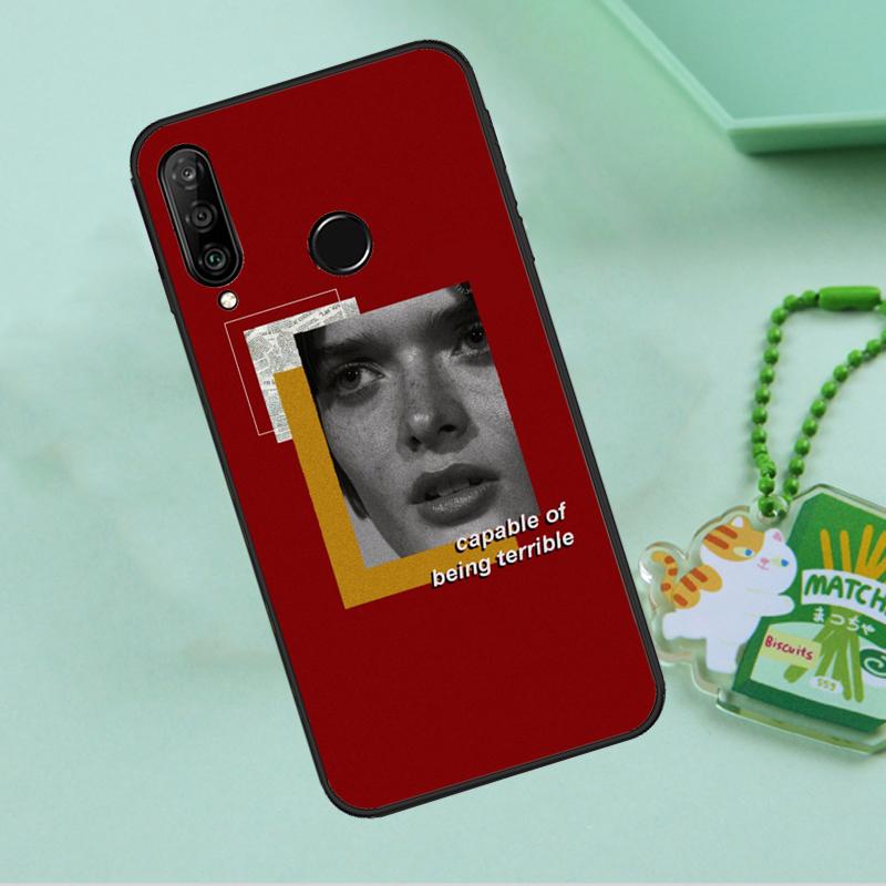 Red Aesthetics Doodles Art For Huawei Nova 10 9 SE 5T 12s 12i 11i Y91 Y90 Y60 Y70 Y72 Y61 P20 P40 P30 Lite P60 Pro Case