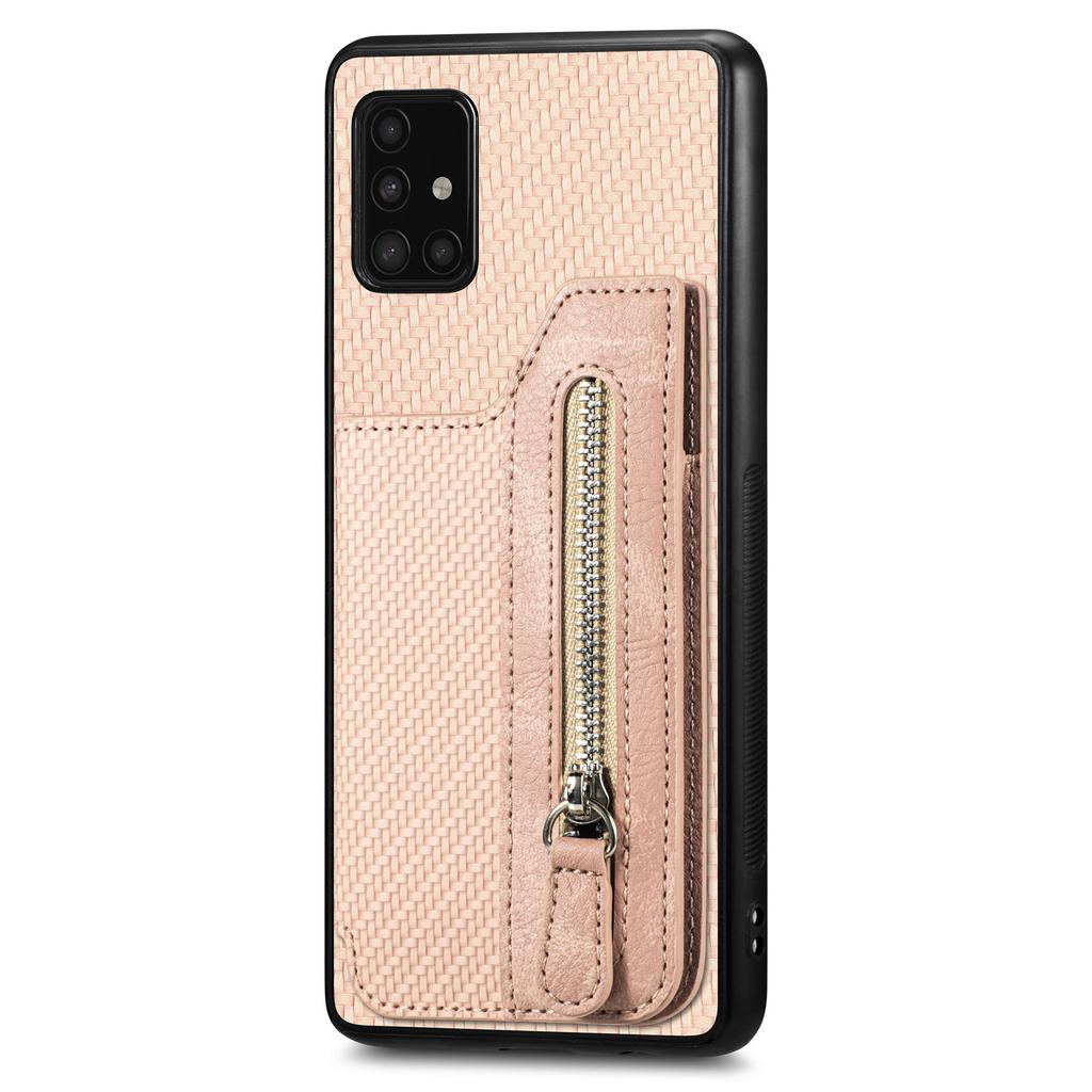 For Samsung Galaxy A51 5G SM-A516 Case Leather+PC+TPU Zipper Wallet Phone Shell