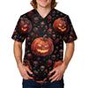 Herren Kurzarm Kasack mit Halloween-Print Arbeitsuniform