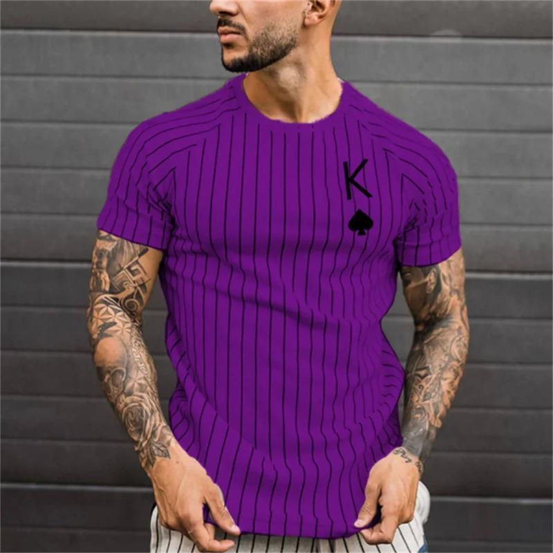 Men's Street T-shirt Vintage Tee Summer Male 3d Stripe Print Short Sleeve Tops Everyday T Shirt Oversized Clothing Shirt Man Hot