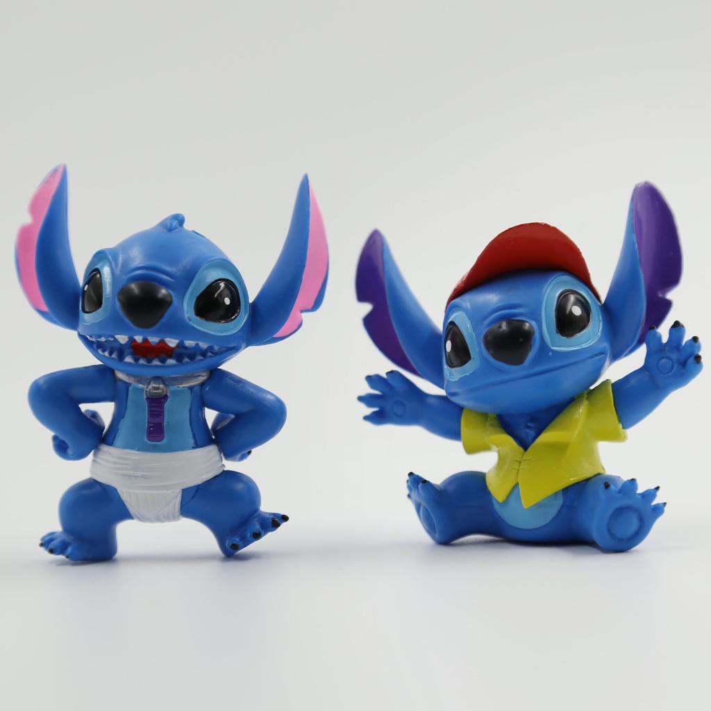 6Pcs/Set 7cm Stitch Doll Anime Figures Stitch Doll Cartoon Stitch Playthings Ornaments Micro Cake Desk Decoration Present