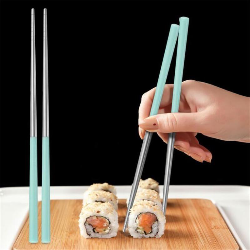 4 Pairs/set 304 Stainless Steel Chopsticks, Reusable Multicolor Chopsticks Safe Metal Chopsticks Non Slip Square Chopsticks