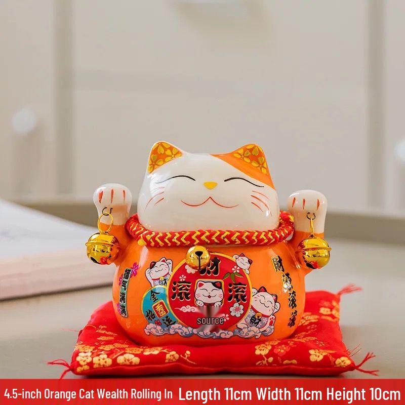 Lucky Cat Ceramic Decor: Creative Japanese Fortune Cat Small Piggy Bank - Ideal Gift for Store Openings