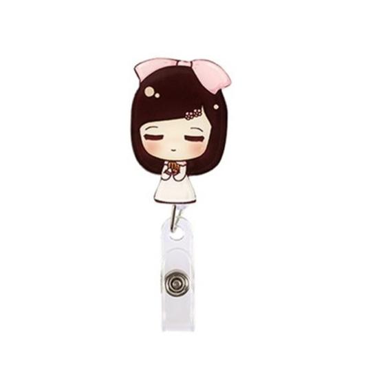 Cartoon Nurse Doctor Retractable Reel ID Badge Label Name Card Tag Clip