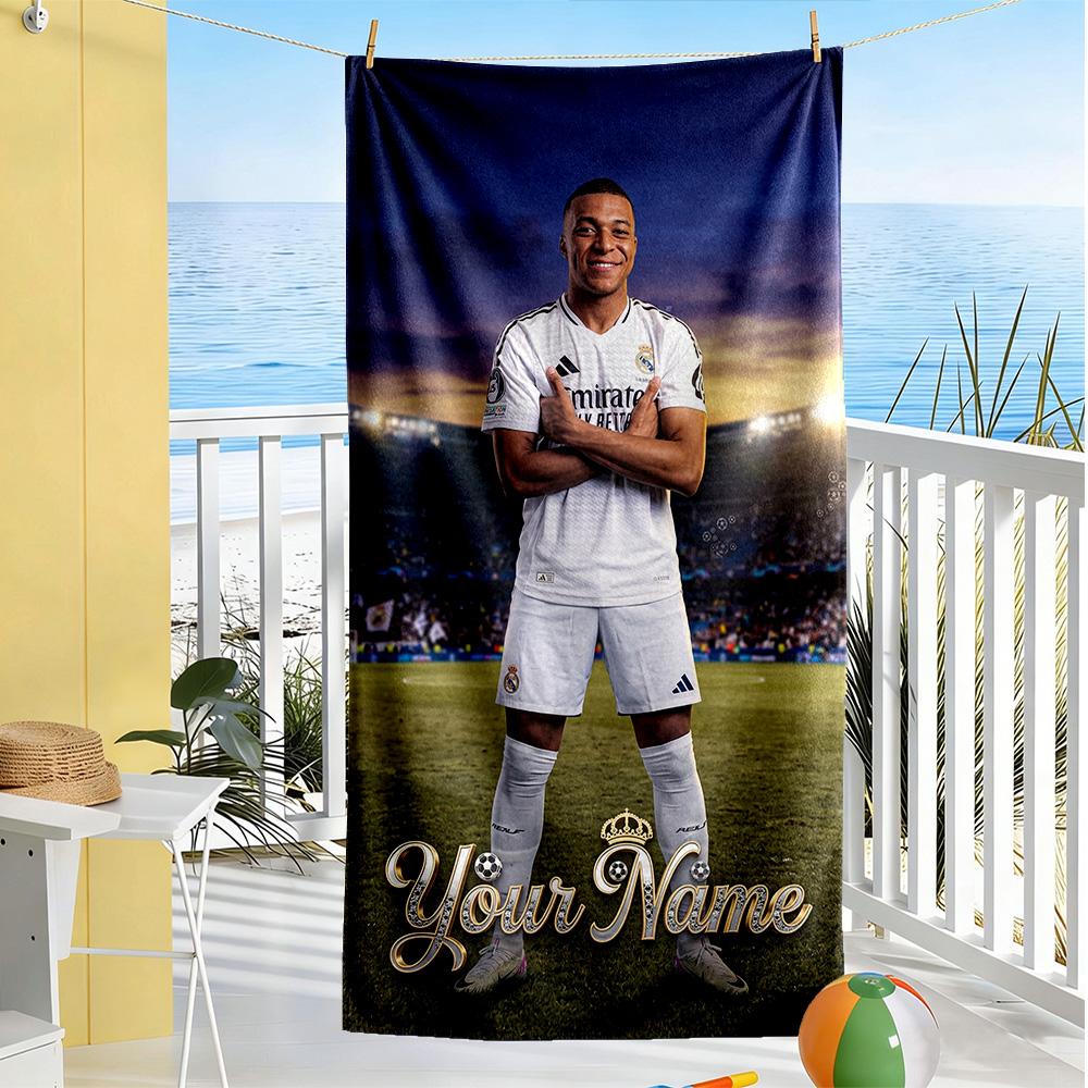 Mbappe Customize Text Beach Towel Soft Durable Quickdry Portable For Swimmingbeachcamping Travel Beach Accessoriesgym