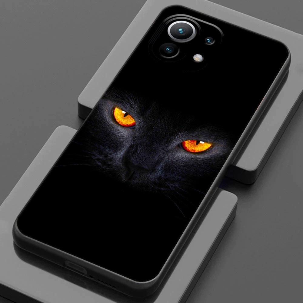 Black Cats Hello For Xiaomi 15 Ultra 11T 12T 13T 14T Pro 11Lite Phone Case Mi POCO X7 M7 F7 Pro F5 F6 M6 X3 X5 X6 Cover Cute Cat