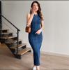 2025 European & American Sleeveless Round Neck Slimming Dress - Sexy & Commuting Style