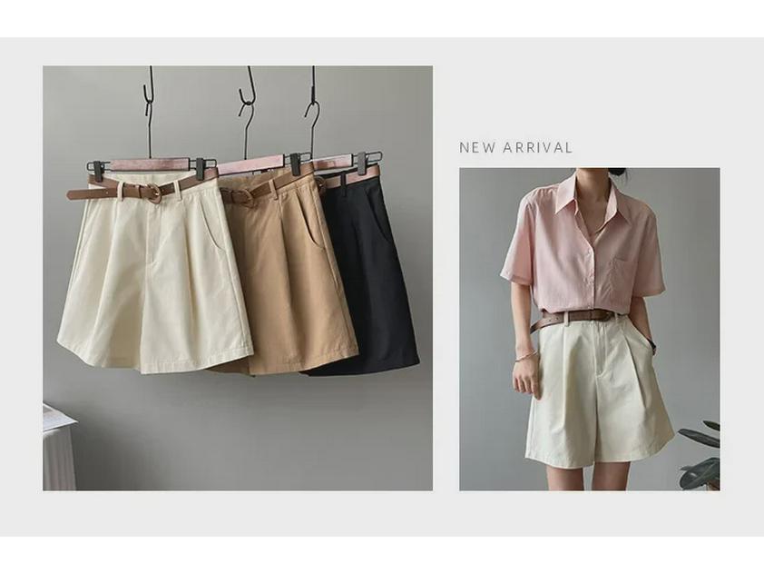 Dámské letní khaki cargo kraťasy s vysokým pasem - úzké, volné, široké, moderní, pro volný čas