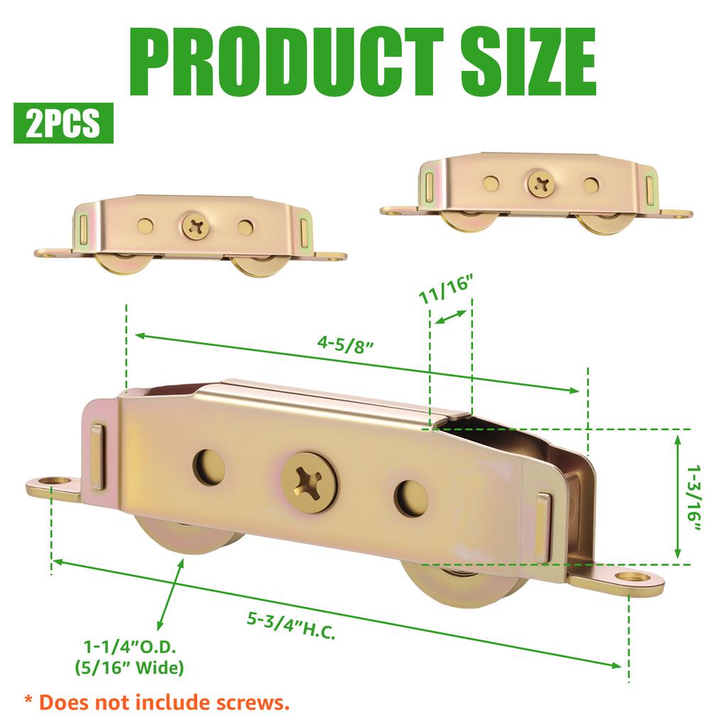 2Pcs Ball Bearing Sliding Glass Door Roller Replacement Total Load Bearing 120kg Patio Gate Rollers 1-1/4inch Sturdy Enduring