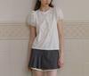 ISLOVE Unique Super Good-looking Fungus Lace Bow Top White Organza Bubble Sleeve T-shirt Women's Summer
