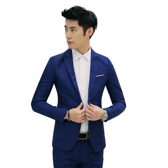 Men's Fashion One Button Suit Coat Wedding Business Casual Slim Lapel Jacket