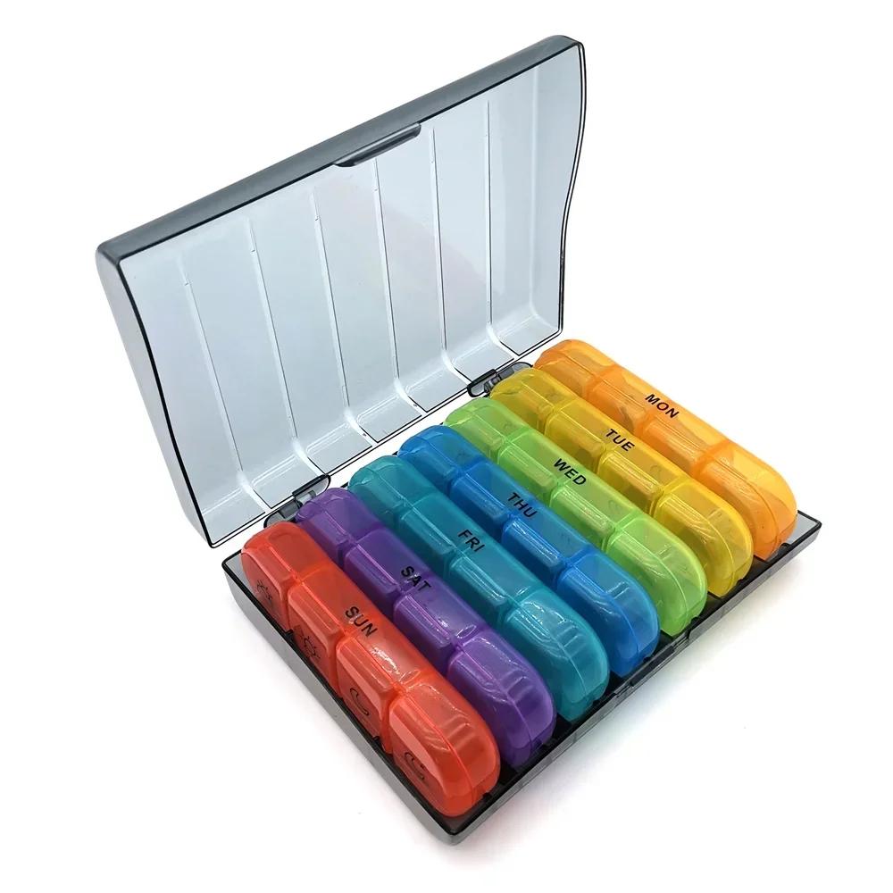 Pill Cases Box Organizer 7 Days 28 Grids 4 Times Portable Travel with Large Compartments for Vitamins Medicine Tablet Fish Oils