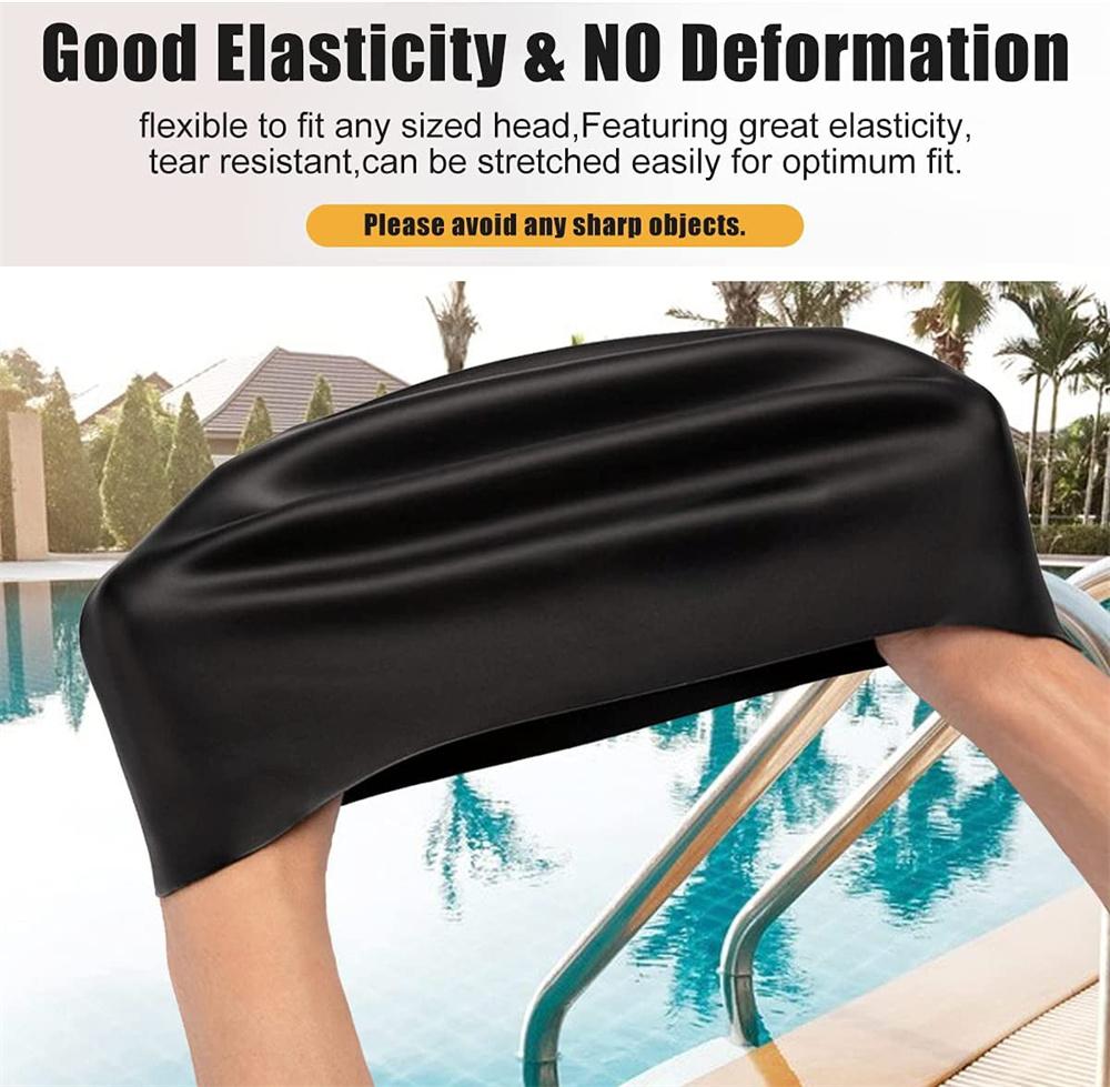 Silikon Extra Stor Badmössa för Långt Hår Fläta Vattentät Kvinnor Män Damer Dykhuva Hatt Lös Huvud Överstorlek