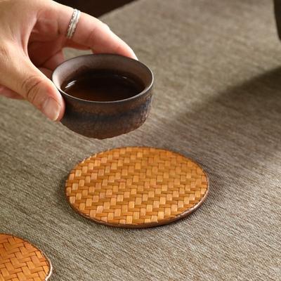 Bamboo Natural Rattan Coaster Heat Insulation Anti-scalding Vine Woven Coaster Non-Slip Chinese Style Cup Mat Tea Accessories