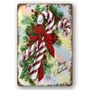 X Vintage Christmas Candy Tin Sign  Retro Aluminum Art with Santa  Gingerbread  Kitchen  Home Decor
