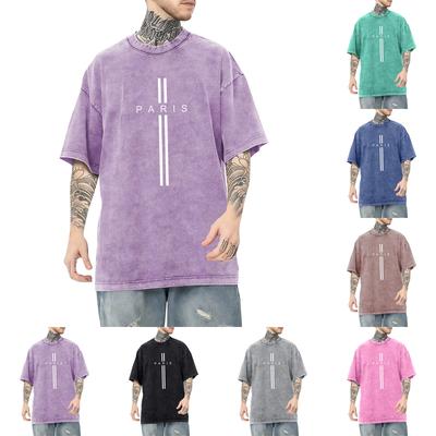 Men's Printed Round Neck T-shirt  Casual Sports Short Sleeved Shirt