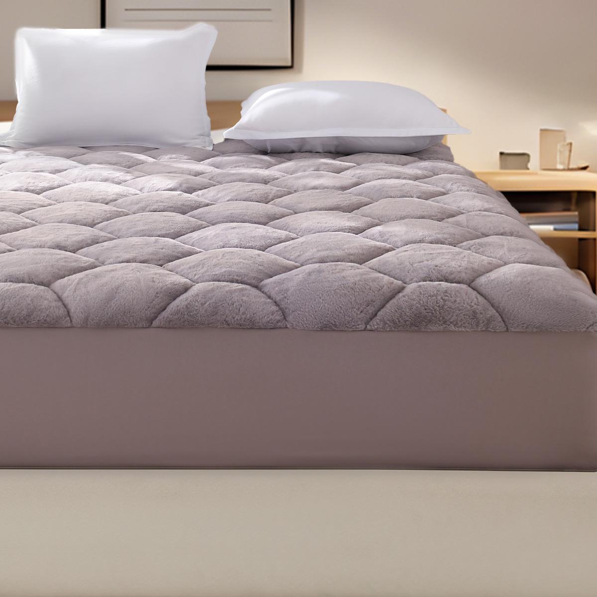 

Мягкая бархатная простыня на резинке, покрывало из искусственного меха кролика, шестиугольное клетчатое постельное белье, чехол для матраса на зиму, эластичное 39x75x18in серый