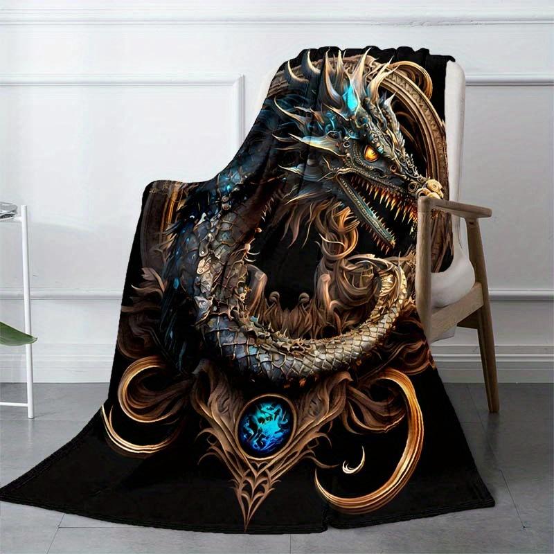 Shoot Dragon Blanket Soft Warm Throw Blanket Nap Blanket For Couch Sofa Office Bed Camping Travel Multipurpose Gift Blanket For All Season