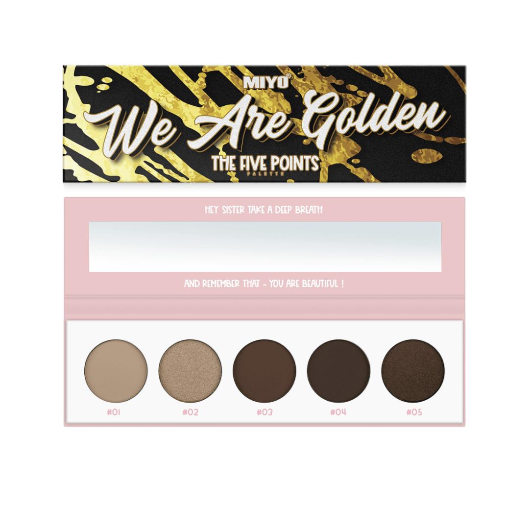 

MIYO - Five Points 01 We Are Golden, 6.5g - a palette of 5 eyeshadows in shades of brown and beige