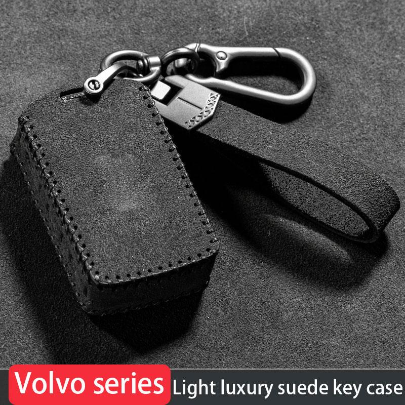 Luxury Top Layer Suede Leather Car Key Case Cover for Volvo XC90 XC60 XC40 V90 V60 V50 V40 S60 S90 Auto Accessories
