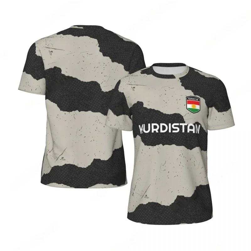 Fashion Kurdistan Flag Graphic T Shirts For Man Clothes New Fashion 3D National Printing Sports T-shirt Loose Breath Tees Tops