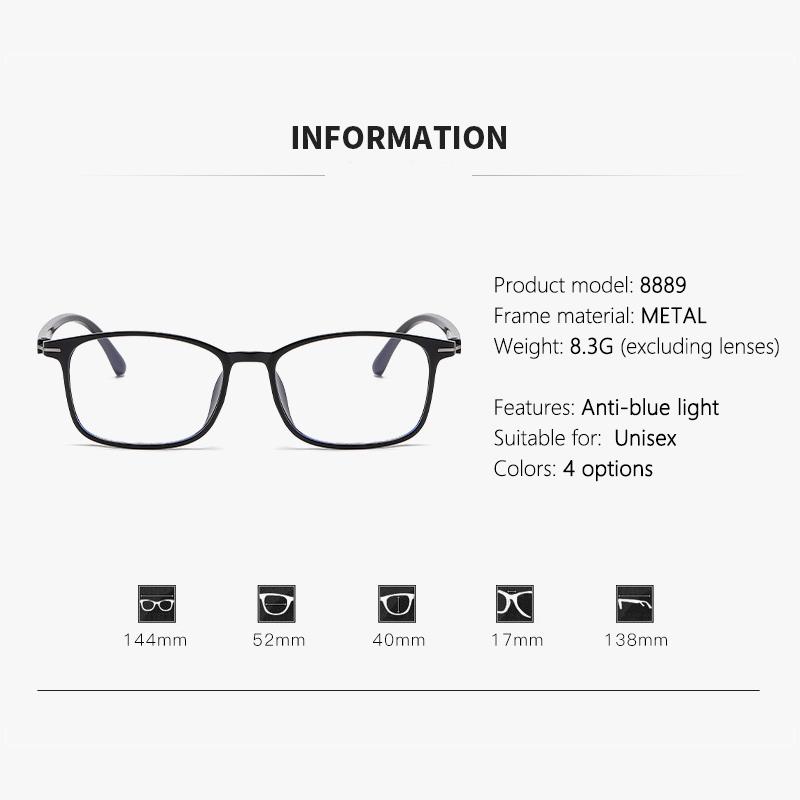 Photo-sensitive Color-changing Business Anti-blue Light Nearsighted Glasses, Fashionable Small Frame, Ultra-lightweight 8889